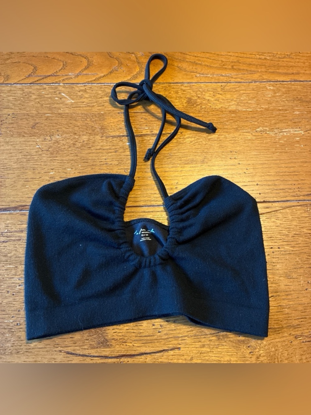 Urban Outfitters Black Ribbed Halter Crop Top